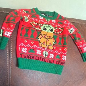 Star Wars Kids Baby Red and Green Holiday Sweater Size 12 Months Unisex